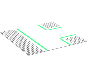 LEGO Lysegrå Bundplade 32 x 32 Road 8-Stud T-Junction med Crosswalk (45675 / 82934)