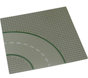 LEGO Lys grå Bunnplate 32 x 32 Road 9-Knott Curve med Road Mønster