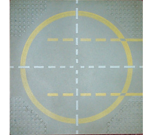 LEGO Light Gray Baseplate 32 x 32 with Landing Pad with Yellow Circle and 1-way Lines with Yellow Lines Touching Circle