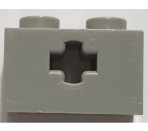 LEGO Light Gray Brick 1 x 2 with Axle Hole ('+' Opening and Bottom Stud Holder) (32064)