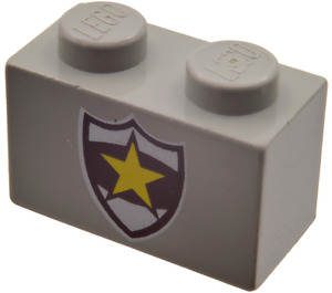 LEGO Gris clair Brique 1 x 2 avec Badge avec tube inférieur (3004)