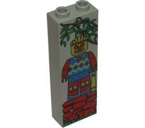 LEGO Light Gray Brick 1 x 2 x 5 with Jungle Minifigure Pattern with Stud Holder (2454)
