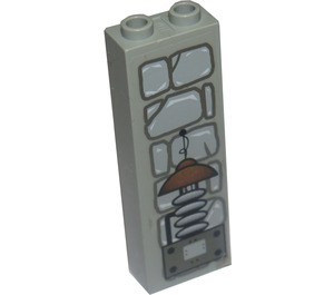 LEGO Light Gray Brick 1 x 2 x 5 with Lab Equipment Sticker with Stud Holder (2454)