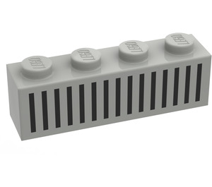 LEGO Lichtgrijs Steen 1 x 4 met Zwart 15 Bars Rooster (3010)