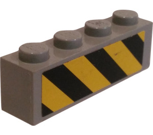 LEGO Gris clair Brique 1 x 4 avec Danger Rayures Autocollant (3010)
