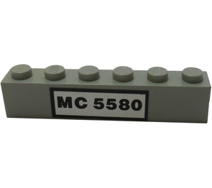 LEGO Hellgrau Backstein 1 x 6 mit 'MC 5580' Aufkleber (3009)