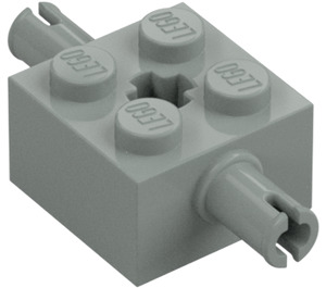 LEGO Vaaleanharmaa Palikka 2 x 2 jossa Tapit ja Axlehole (30000 / 65514)