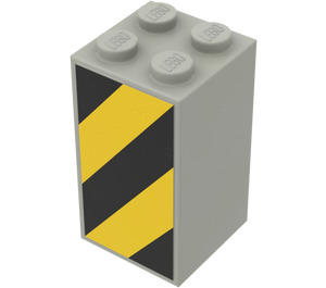 LEGO Light Gray Brick 2 x 2 x 3 with Yellow and Black Danger Stripes (left) Sticker (30145)