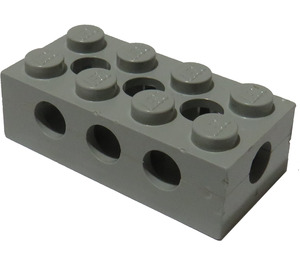 LEGO Gris clair Brique 2 x 4 avec 3 des trous sur Haut et 8 des trous sur the 4 sides et goujons solides