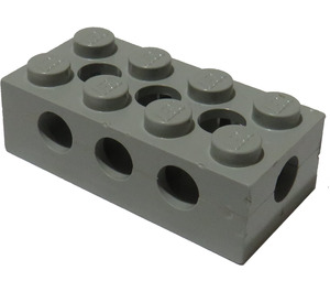 LEGO Light Gray Brick 2 x 4 with 3 Holes on top and 8 Holes on the 4 sides and Solid Studs