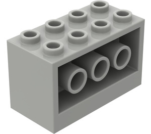 LEGO Vaaleanharmaa Palikka 2 x 4 x 2 jossa Reiät päällä Sivut (6061)