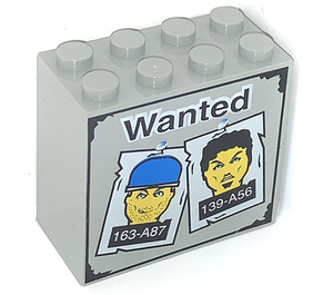 LEGO Light Gray Brick 2 x 4 x 3 with Wanted and Heads and 163-A87 and 139-A56 Pattern (30144)