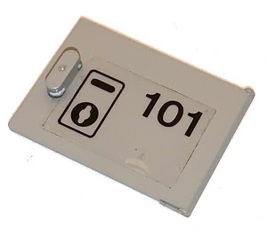 LEGO Lichtgrijs Kast 2 x 3 x 2 Deur met '101', Keyhole Sticker (4533)