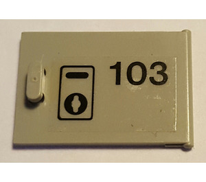 LEGO Gris clair Armoire 2 x 3 x 2 Porte avec '103', Keyhole Autocollant (4533)
