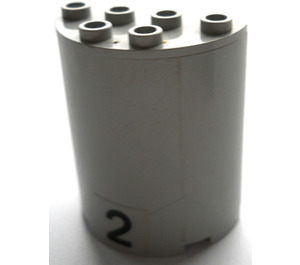 LEGO Gris clair Cylindre 2 x 4 x 4 Demi avec '2' Autocollant (6218)