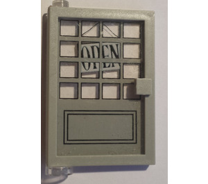 LEGO Light Gray Door 1 x 4 x 5 Left with Transparent Glass with Open Sign Sticker (47899)