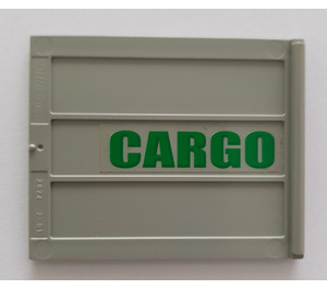 LEGO Light Gray Door 6.5 x 5 Sliding with Vertical Lines with Green 'CARGO' Left Sticker Type 2 (2874)