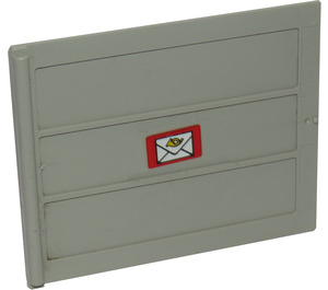 LEGO Light Gray Door 6.5 x 5 Sliding with Vertical Lines with Mail Envelope Left Inner Sticker Type 2 (2874)