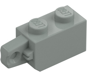 LEGO Ljusgrå Gångjärn Kloss 1 x 2 Låsning med Single Finger (Vertikal) på Slutet (30364 / 51478)