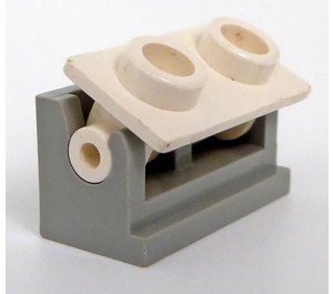 LEGO Hellgrau Scharnier Backstein 1 x 2 mit Weiß oben Platte (3937 / 3938)