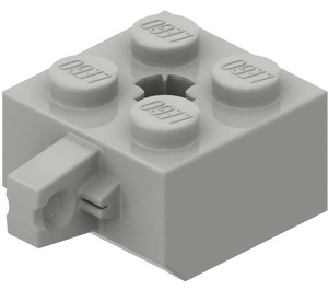 LEGO Lys grå Hengsel Kloss 2 x 2 Låsende med 1 Finger Vertikal med akselhull (30389 / 49714)