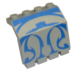 LEGO Light Gray Hinge Panel 2 x 4 x 3.3 with Blue swirly decoration (2582)