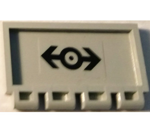 LEGO Light Gray Hinge Tile 2 x 4 with Ribs with Black Train Logo Sticker (2873)