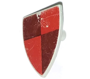 LEGO Light Gray Minifig Shield Triangular with red and maroon quarters (3846)