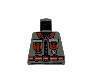 LEGO Hellgrau Minifigur Torso ohne Arme mit Feuerwehrmann Jacke mit Zwei Rot Pockets und Gürtel (973)