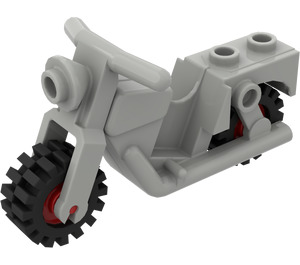 LEGO Light Gray Motorcycle Old Style with Red Wheels