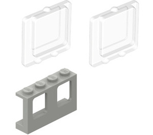 LEGO Светло сиво Plane Window 1 x 4 x 2 with Transparent Glass