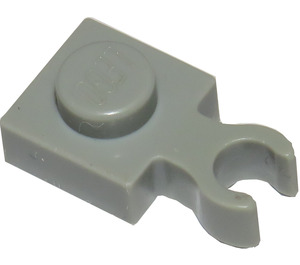 LEGO Hellgrau Platte 1 x 1 mit Vertikale Clip (Dünner offener O-Clip)