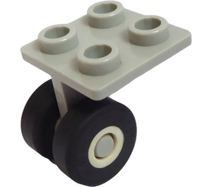 LEGO Light Gray Plate 2 x 2 Thin with Two Space Shuttle Wheels attached to Solid Pins (75545)