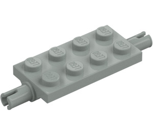 LEGO Vaaleanharmaa Levy 2 x 4 jossa Tapit (30157 / 40687)