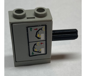 LEGO Light Gray Pneumatic Two-Way Valve with Arm Lever Control Sticker (4694)