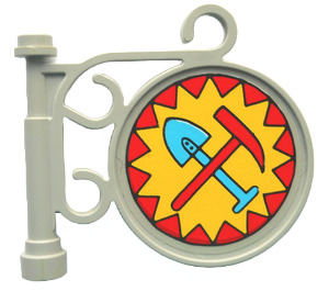 LEGO Light Gray Pole Sign with Spade and Hammer Sticker (2038)