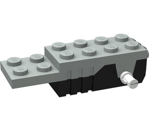 LEGO Lichtgrijs Pullback Motor 6 x 2 x 1.3 met Wit Shafts en Zwart Basis