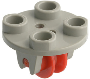 LEGO Light Gray Round Plate 2 x 2 with Red Wheel