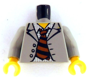 LEGO Light Gray Scientist with Light Gray Jacket and Striped Tie Torso with Light Gray Arms and Yellow Hands (973)