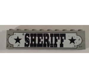 LEGO Lys grå Sheriff Sign - 10 x 1 x 2 - Stickered Assembly