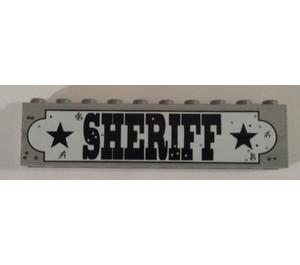LEGO Lichtgrijs Sheriff Sign - 10 x 1 x 2 - Stickered Assembly