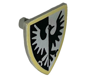 LEGO Light Gray Shield - Triangular with Black Falcon Yellow Bdr (3846 / 80298)