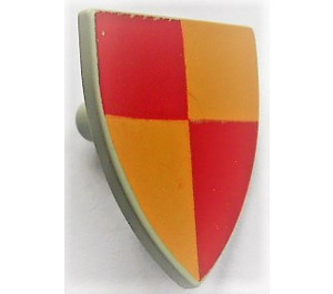 LEGO Light Gray Shield - Triangular with red and peach quarters Type 1 (3846)