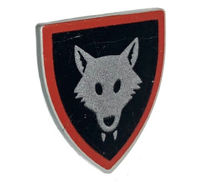 LEGO Light Gray Shield - Triangular with Wolfpack (Red Border) (3846)