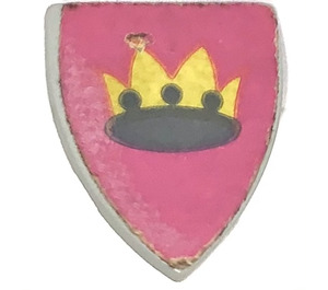 LEGO Light Gray Shield - Triangular with Yellow and Black Crown On Pink or Dark Purple Background (Depending on Issue) Sticker (3846)