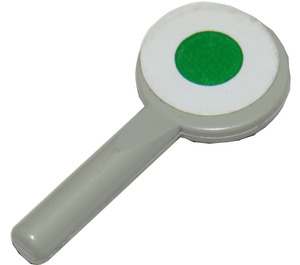 LEGO Light Gray Signal Paddle with White Circle and Green Dot Sticker (3900)