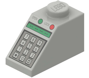 LEGO Light Gray Slope 1 x 2 (45°) with Keypad, Green Digital Display, and Buttons Pattern (46095 / 50344)