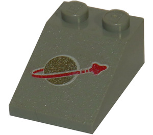 LEGO Light Gray Slope 2 x 3 (25°) with Classic Space Logo with Rough Surface (3298)