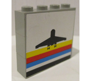 LEGO Light Gray Stickered Assembly of Three 1x4 Bricks with Airport Logo Sticker on One Side