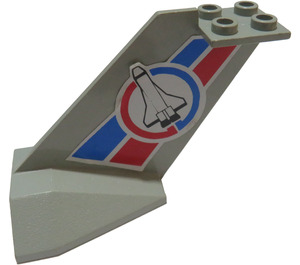 LEGO Gris clair Queue Avion avec Navette, Bleu et rouge Stripe (Both Sides) Autocollant (4867)